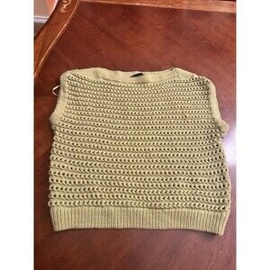 Broadway Crochet Tank Top  - Women's Medium, Sage  Cotton Blend